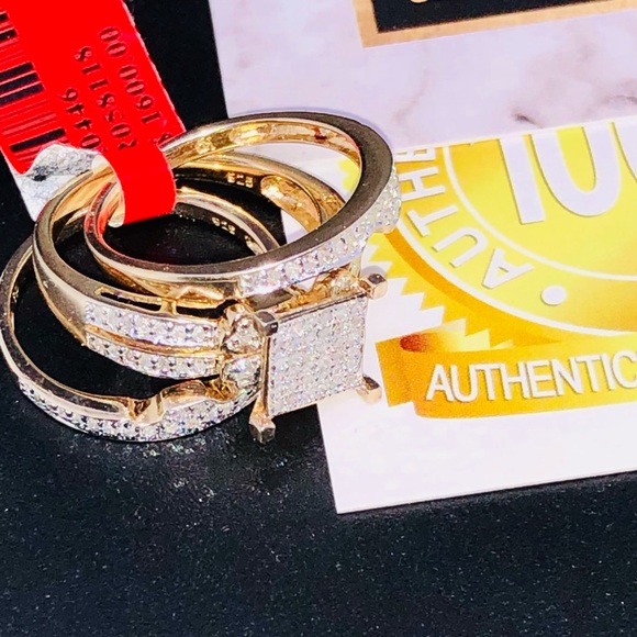 REAL DIAMOND .55ct BRIDAL RING SET NOT CZ NOT FAKE - Picture 8 of 12